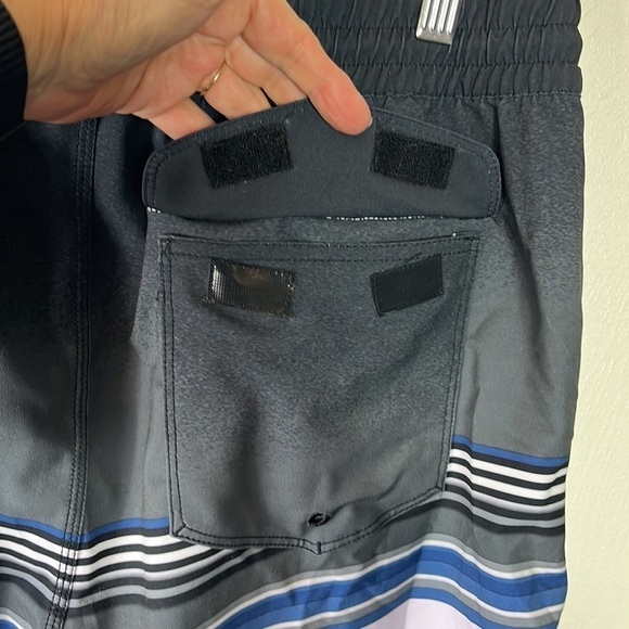 Hurley Phantom Shorts Men's L Gray Ombre + Blue Stripe Hybrid Inseam 5.5" - Picture 12 of 15